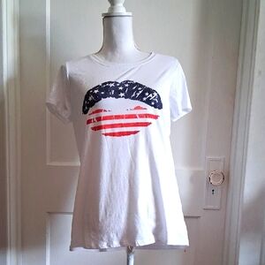 American Flag Lip Tee Shirt